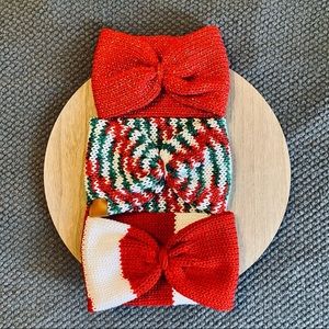 Knit Christmas ear warmers.